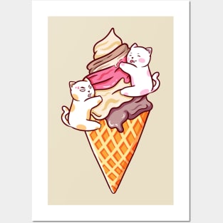 Cute Cat Ice Cream Posters and Art